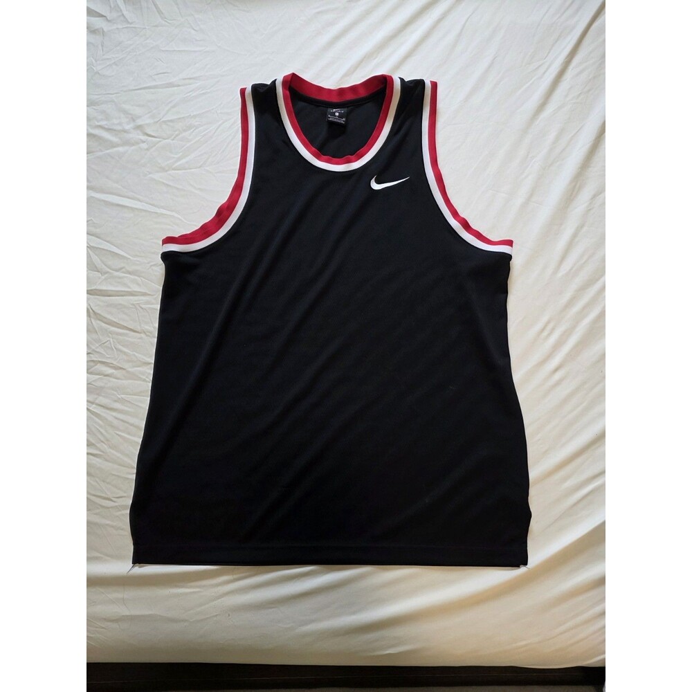 NIKE Dri-Fit Men's Sleeveless Tank Classic Basketball  Jersey  BlackRed,White XL